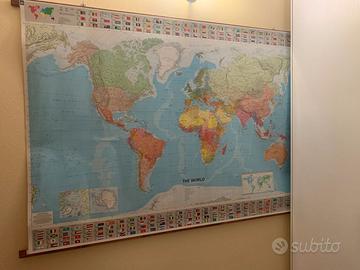Cartina geografica planisfero steccata 100x145 cm 