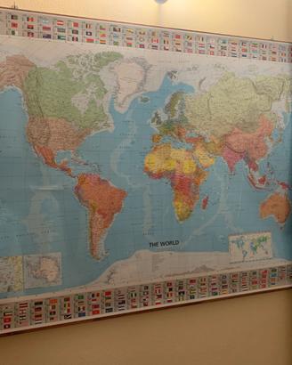 Cartina geografica planisfero steccata 100x145 cm 