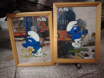 Coppia di quadretti vintage Puffi 