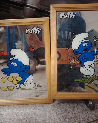 Coppia di quadretti vintage Puffi 