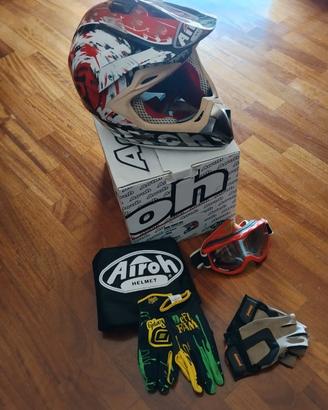 CASCO AIROH DOME SQUAD RED MOTOCROSS