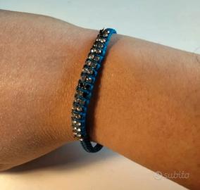 Braccialetto amicizia blu con strass
