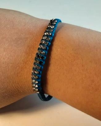 Braccialetto amicizia blu con strass