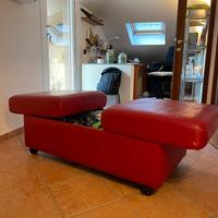 Pouf Stressless di vera pelle e legno massello 