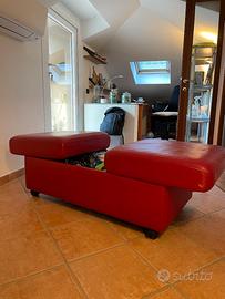 Pouf Stressless di vera pelle e legno massello 