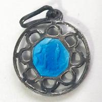 Piccolo Ciondolo Antico Madonna di Lourdes Azzurro