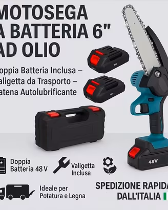 MOTOSEGA  a BATTERIA 48V 6" Lubrificata OLIO