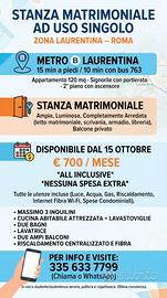 Stanza matrimoniale zona Laurentina 