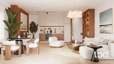 Luminosa mansarda con vista mare