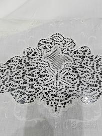 lenzuolo di puro lino ricamato tombolo 