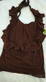 top marrone tg M che si lega dietro il collo