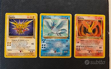 Lotto carte Pokemon Moltres Zapdos Articuno Fossil