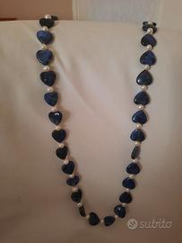 collana lunga cuori blu