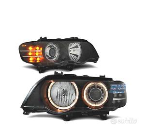 FARI OCCHI ANGEL BMW X5 E53 99-03 FONDO NERO FRECC