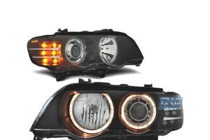 FARI OCCHI ANGEL BMW X5 E53 99-03 FONDO NERO FRECC