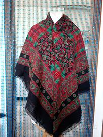 Scialle Mantella Vintage 1970s in lana Paisley