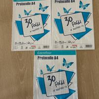 3 Risme Fogli protocollo A4 a righe senza margine