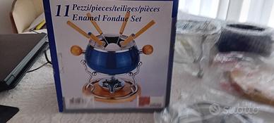 Set Fonduta in Acciaio Smaltato Blu (11 Pezzi) - N