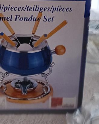 Set Fonduta in Acciaio Smaltato Blu (11 Pezzi) - N