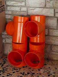 4 RACCORDI DERIVAZIONE / TEE 87,30° IN PVC ARANCIO