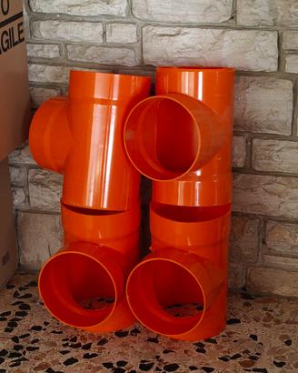 4 RACCORDI DERIVAZIONE / TEE 87,30° IN PVC ARANCIO