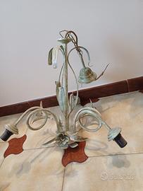 Lampadario ferro battuto stile fiorentino / shabby