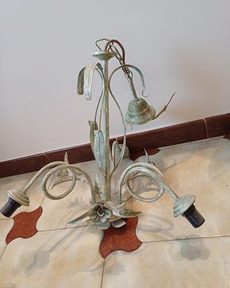 Lampadario ferro battuto stile fiorentino / shabby
