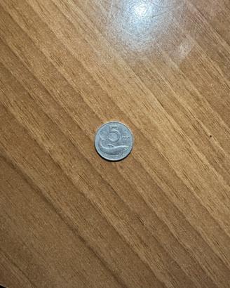 5 lire delfino del 1954, pezzo da collezione