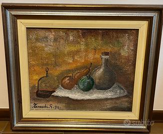 Quadro vintage su tela di linocon cornice argento