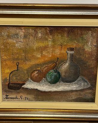 Quadro vintage su tela di linocon cornice argento