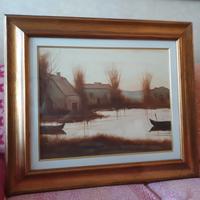 Tre quadri olio su tela di un paesaggio 