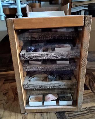Box di collezione con ca. 50 campioni di minerali