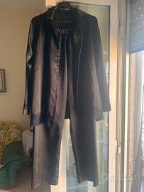 Pigiama nero satin Andra Lingerie M con pizzo