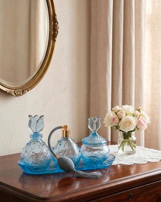 Boccette Profumo Antiche Azzurre - Vetro a Rilievo