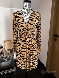 Abito plissettato Zara maculato beige nero tg M