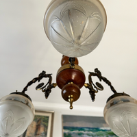 Lampadario Vintage Legno e Ottone