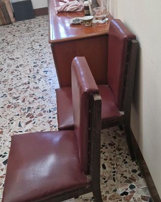 Coppia sedie imbottite, da stud in pelle bordeaux