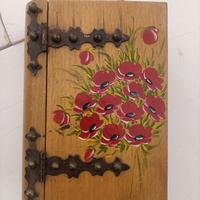 Portagioie a libro in legno vintage dipinto _