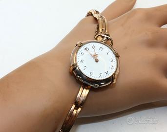 Esclusivo bracciale orologio argento oro fine 1800
