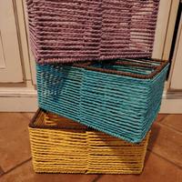 set 3 ceste porta oggetti in corda