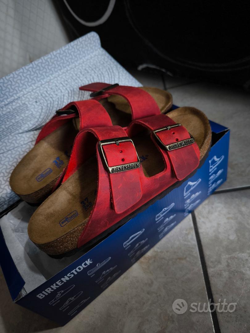 sandali Birkenstock Arizona rosse in pelle Abbigliamento e Accessori In vendita a Napoli