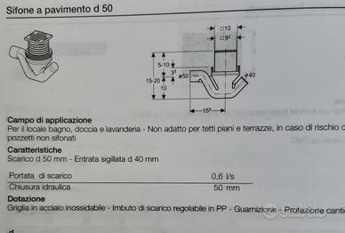 SIFONE A PAVIMENTO GEBERIT D 50