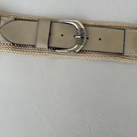 Cintura vintage femminile in cuoio e corda beige h
