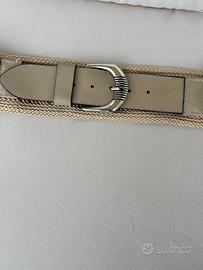 Cintura vintage femminile in cuoio e corda beige h