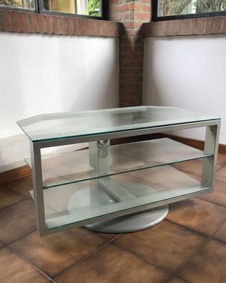 Mobile porta TV  girevole in vetro e metallo