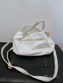 Borsa a secchiello bianca a mano/tracolla