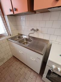 Lavello inox doppia vasca con armadietto