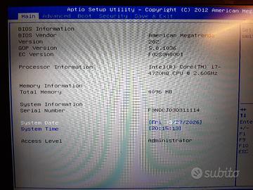 Scheda madre per portatile Asus  N551J Core I7
