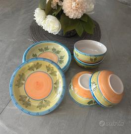 Set 6 piattini e 6 ciotole frutta/dolce