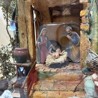 Presepe artigianale in teca di legno - pezzo unico